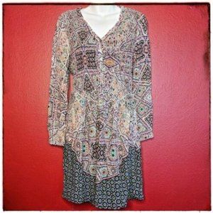ANTHROPOLOGIE MAEVE TILED AMETHYST SMOCKED DRESS M